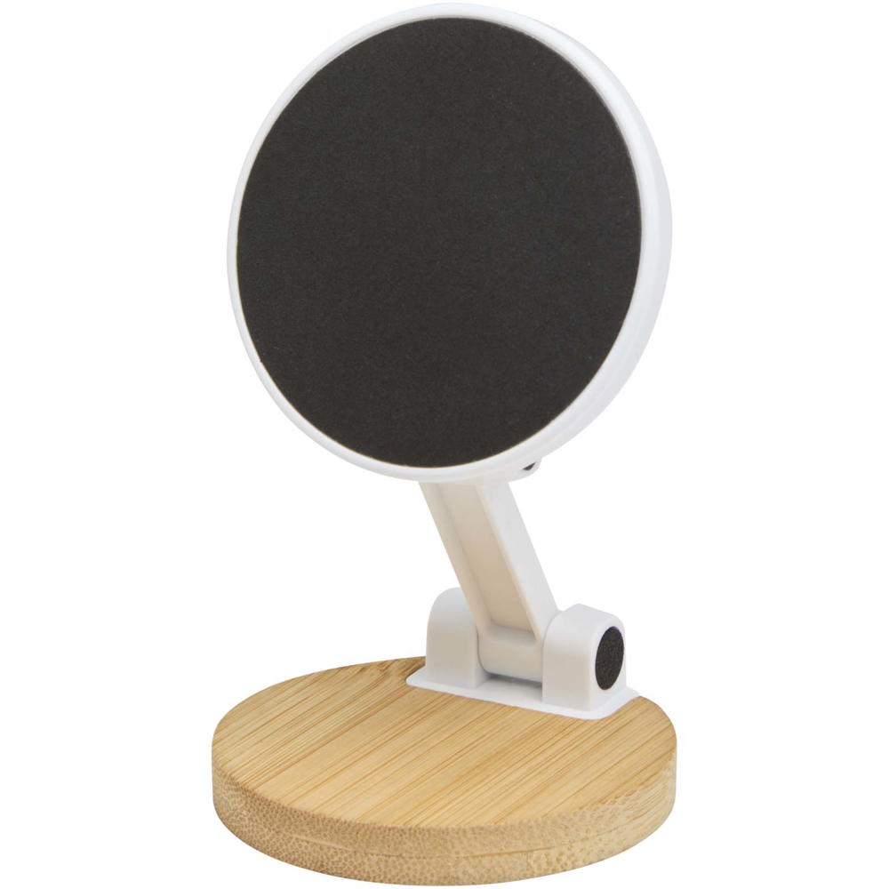Alcor Klappbare magnetische Smartphonehalterung aus recyceltem Kunststoff mit Bambusdetails
