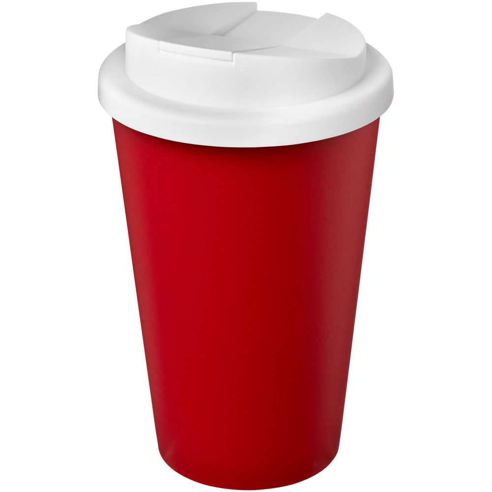 Americano® Eco 350 ml recycelter Becher mit auslaufsicherem Deckel - rot, weiss