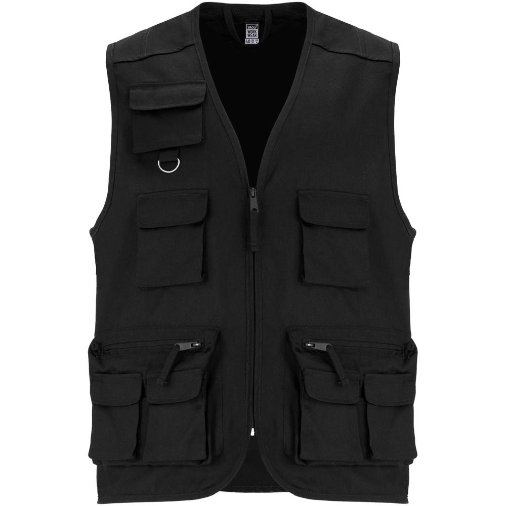 Venera Arbeitsweste mit V-Ausschnitt und mehreren Taschen, 200 g/m2 - Schwarz