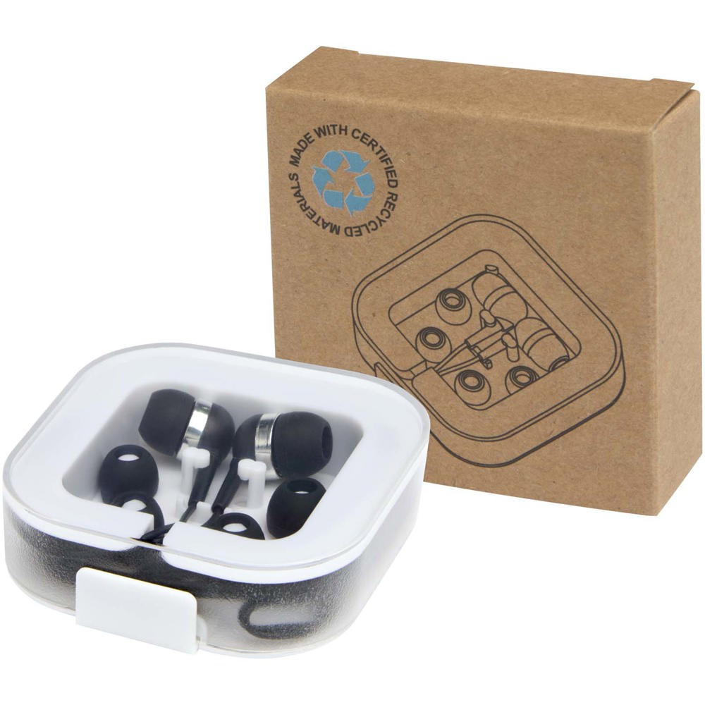 Baekdu kabelgebundenes Headset Typ-C mit Aufbewahrungsbox aus recyceltem Kunststoff - Schwarz