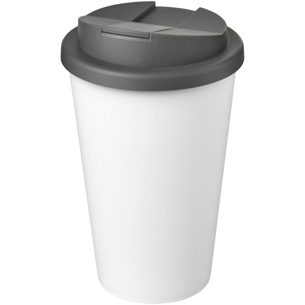 Americano® Eco 350 ml recycelter Becher mit auslaufsicherem Deckel - grau, weiss