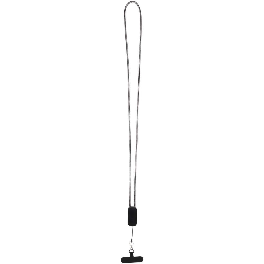 Anser Smartphone Lanyard aus recyceltem Kunststoff mit 27 W 5-in-1 integriertem Kabel - Schwarz