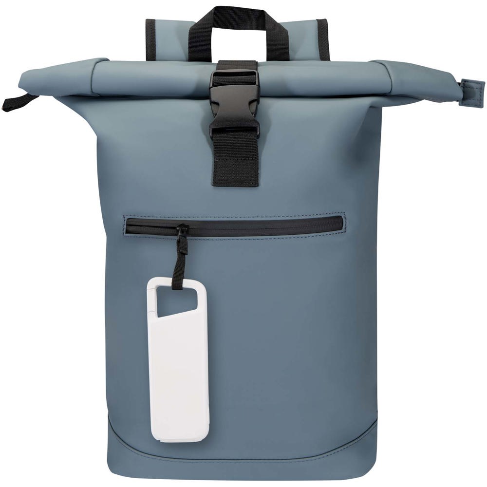 Alkes 12 W 5.000 mAh wasserfeste Powerbank aus recyceltem Kunststoff mit Karabinerhaken