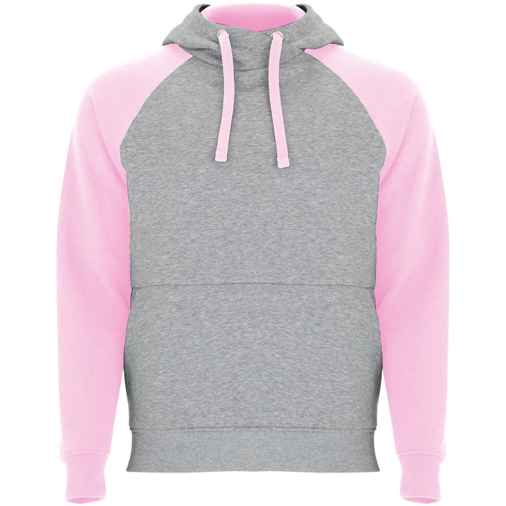 Badet zweifarbiger Kapuzenpullover Unisex - heather grau, hellrosa
