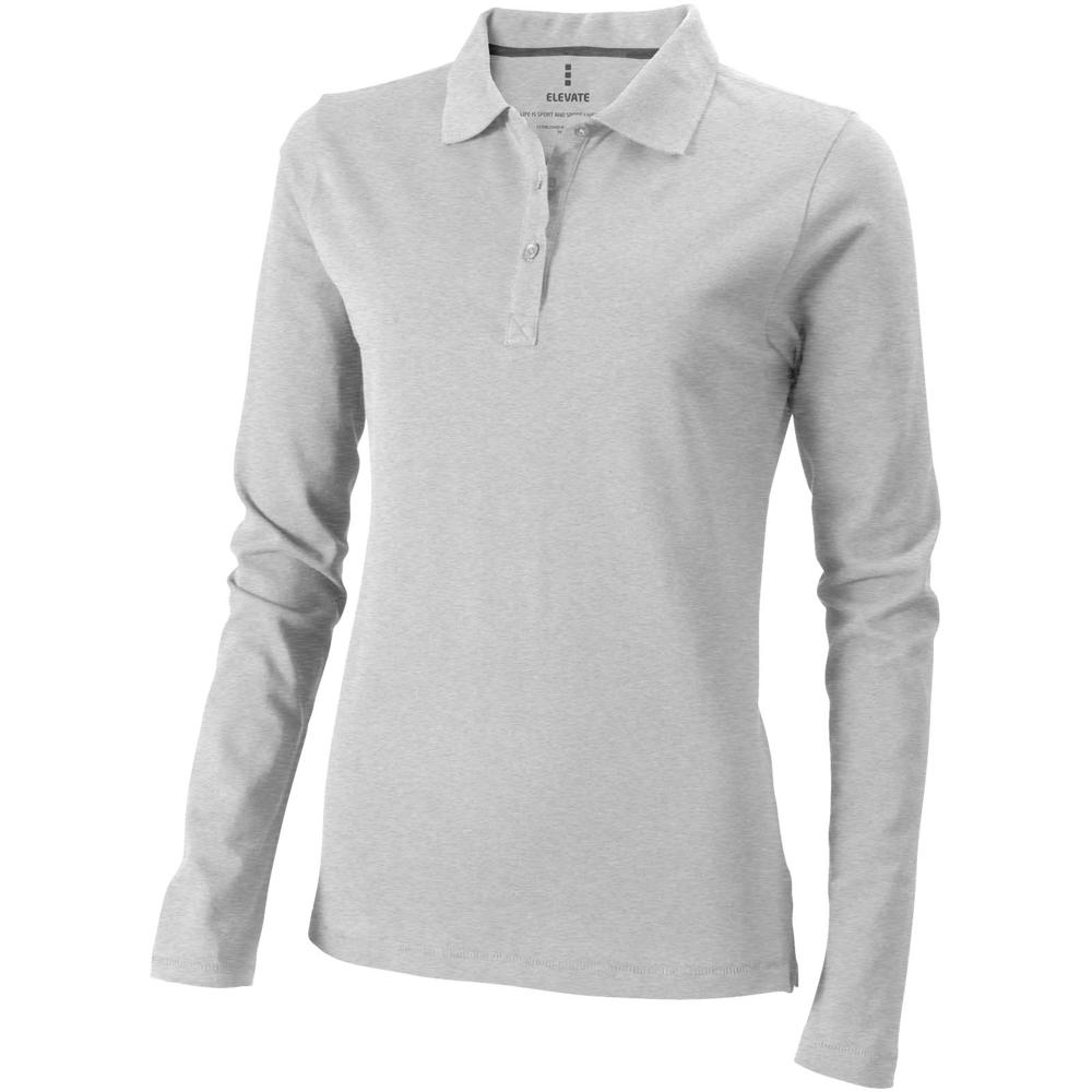 Calgary Langarm Poloshirt für Damen - grau meliert