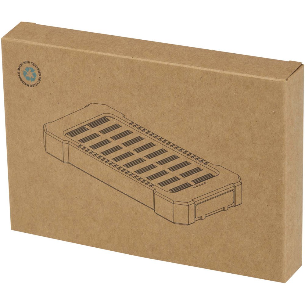 Altair 10 W 5000 mAh robuste Solar Powerbank aus recyceltem Kunststoff mit integrierter Taschenlampe