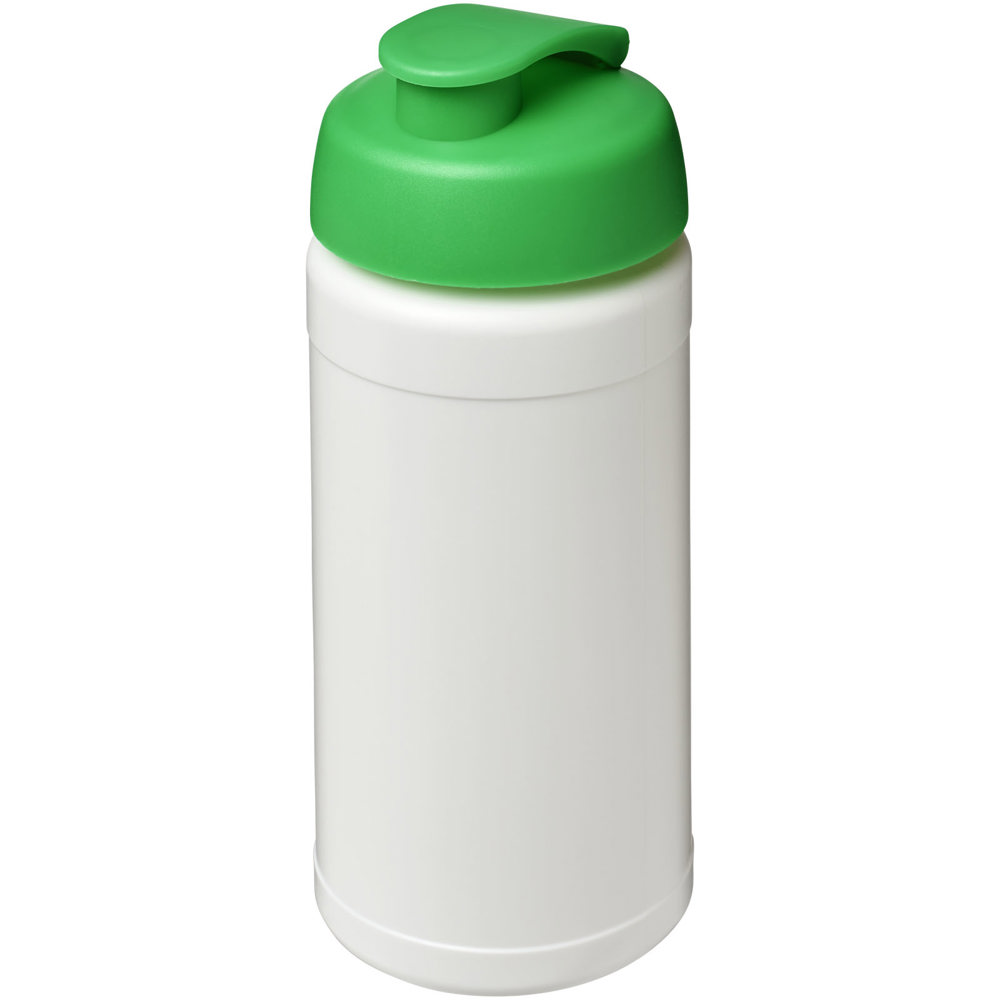 Baseline 500 ml recycelte Sportflasche mit Klappdeckel - weiss, grün
