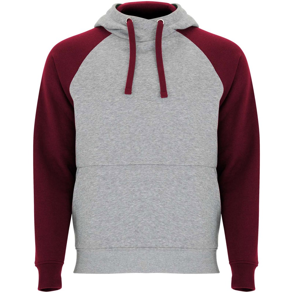 Badet zweifarbiger Kapuzenpullover Unisex - heather grau, granatrot