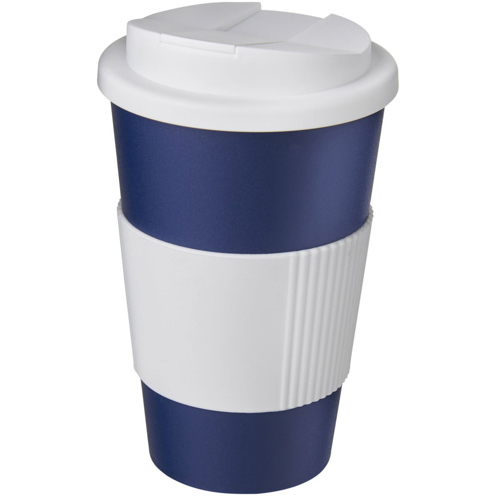 Americano® 350 ml Isolierbecher mit Schutzring & auslaufsicherem Schraubverschluss - blau, weiss