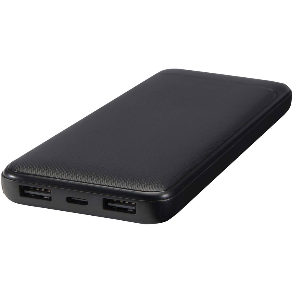 Adhil 10 W 10.000 mAh Powerbank aus recyceltem Kunststoff mit 2 integrierten Kabeln