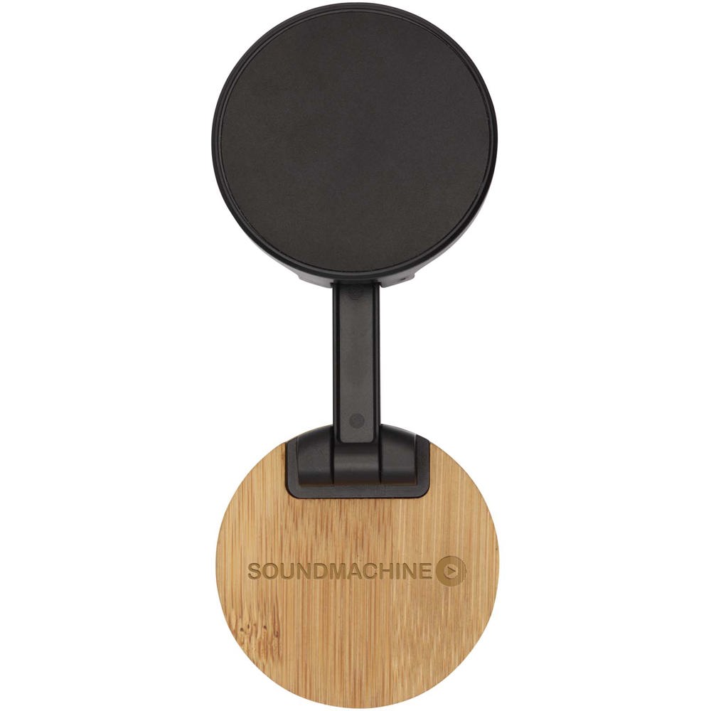 Alcor Klappbare magnetische Smartphonehalterung aus recyceltem Kunststoff mit Bambusdetails