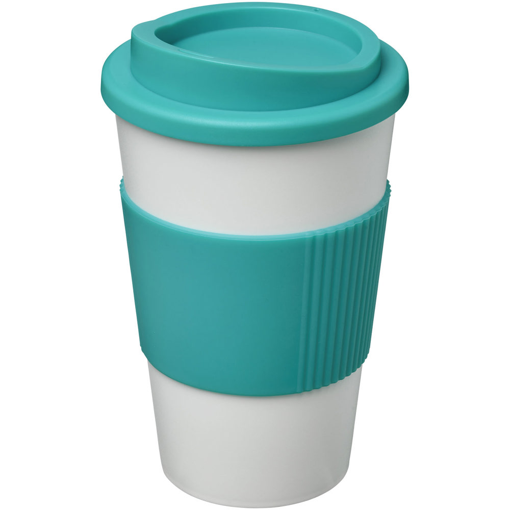 Americano® 350 ml Isolierbecher mit Schutzring - weiss, aquablau