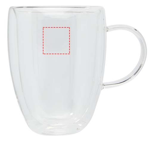 Manti 2-teiliger 350 ml doppelwandiger Glasbecher mit Bambusuntersetzer 