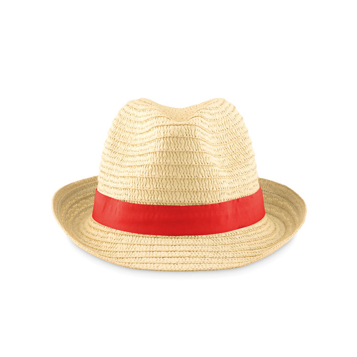 BOOGIE - Natur Strohhut - Rot