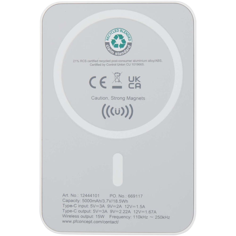 Acrab 15 W 5.000 mAh magnetische kabellose Powerbank mit 20 W PD aus recyceltem Kunststoff
