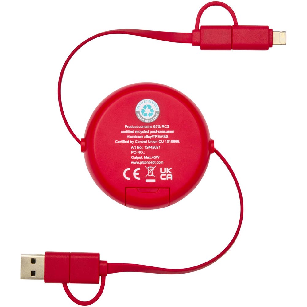 Alasia 100 cm 5-in-1 Kabel aus recyceltem Kunststoff und Aluminium, einziehbar, für Datenübertragung und mit 45W Schnellladun