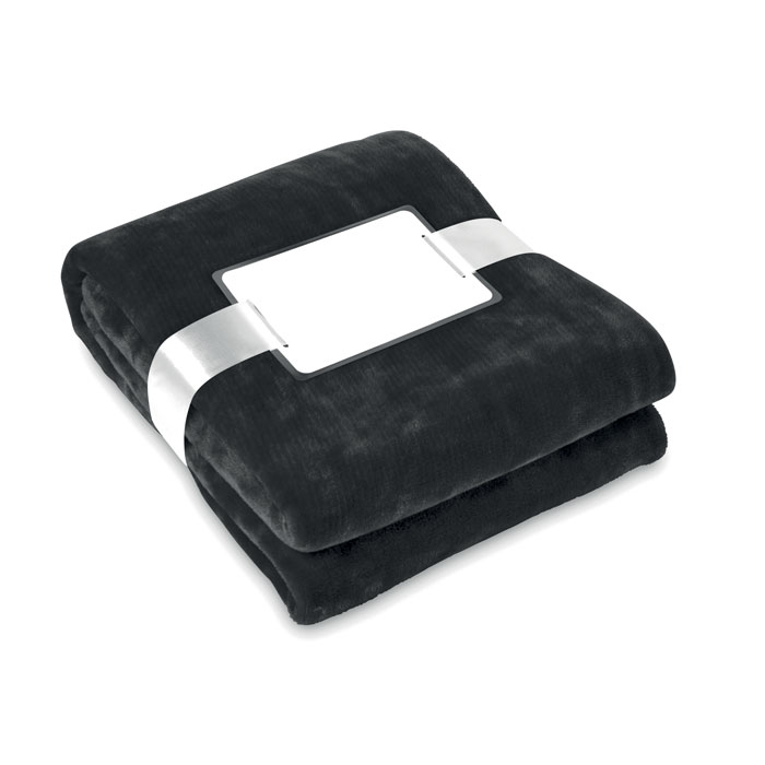 DAVOS - Flanell Fleece-Decke - Schwarz