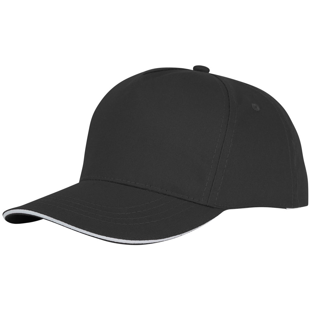 Ceto 175 g/m² Kappe mit 5 Segmenten und Sandwichschirm - schwarz