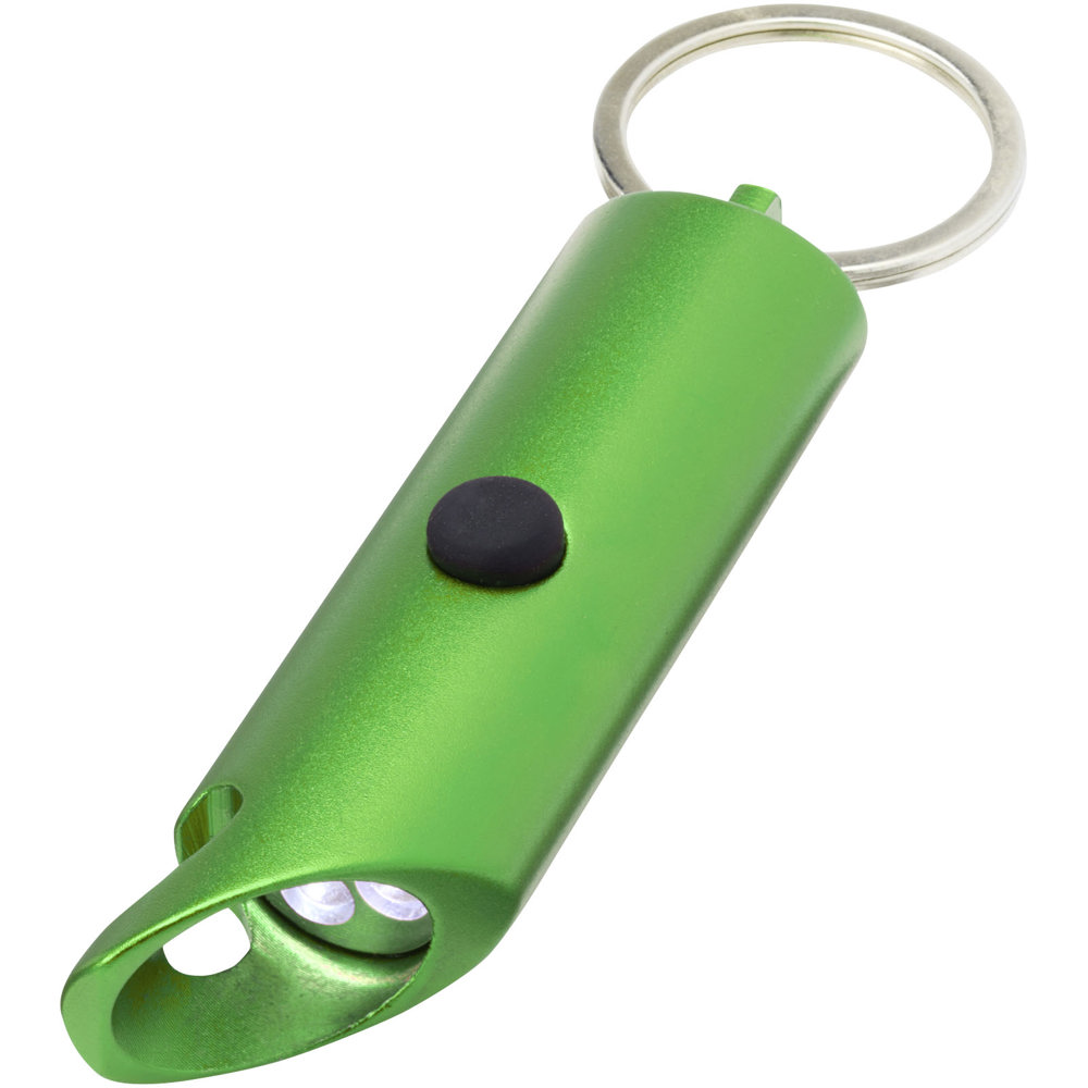 Flare IPX-LED-Lampe und Flaschenöffner aus recyceltem Aluminium mit Schlüsselanhänger - grün